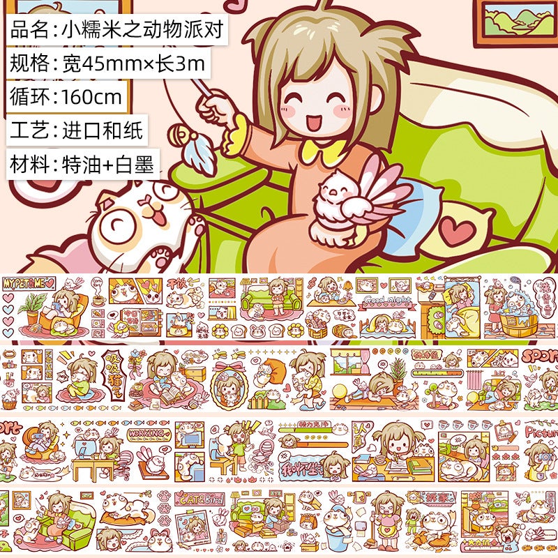 Generic Cute Cartoon Girl Washi Tape SetSmall glutinous rice Animal Party. And paper. Special oil 3m Small glutinous rice Animal Party. And paper. Special oil 3m 