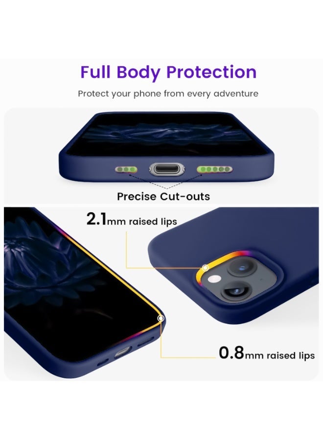 Compatible with iPhone 13/14 Case 6.1 Inch Slim Liquid Silicone 4 Layers Soft Gel Rubber Shockproof Protective Phone Case with Anti Scratch Microfiber Lining (Royal Blue) - Image 3