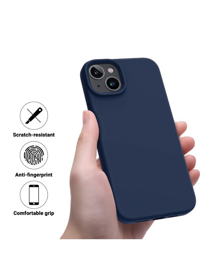 Compatible with iPhone 13/14 Case 6.1 Inch Slim Liquid Silicone 4 Layers Soft Gel Rubber Shockproof Protective Phone Case with Anti Scratch Microfiber Lining (Royal Blue) - Image 4