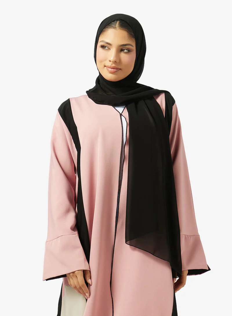 hayas closet  Zip Detailed Open Front V Neck Abaya for Women | Best Price UAE