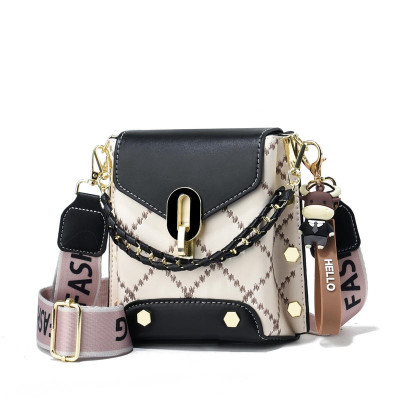 Xiaoyu Small Crossbody Bags for Women Fashion Cell Phone Purse Shoulder Handbags with Wide Strap (Black) - Image 1