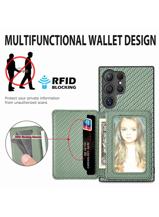 S-TOP Case For Samsung Galaxy S25 Edge 5G Carbon Fiber Magnetic Card Wallet RFID Blocking Phone Case - Image 4