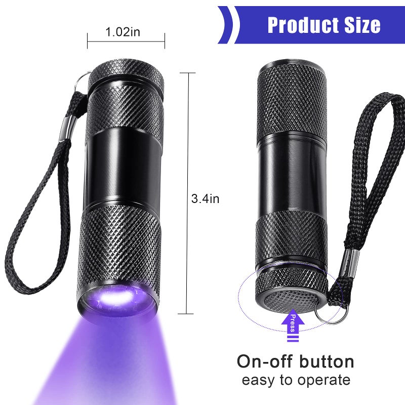 Roceei 10 Pieces UV Blacklight Flashlights, LED Light, Handheld, Mini Light Torch Detector, Portable UV Flashlight Torch for Pets Stains Urine (Purple Light) - Image 4