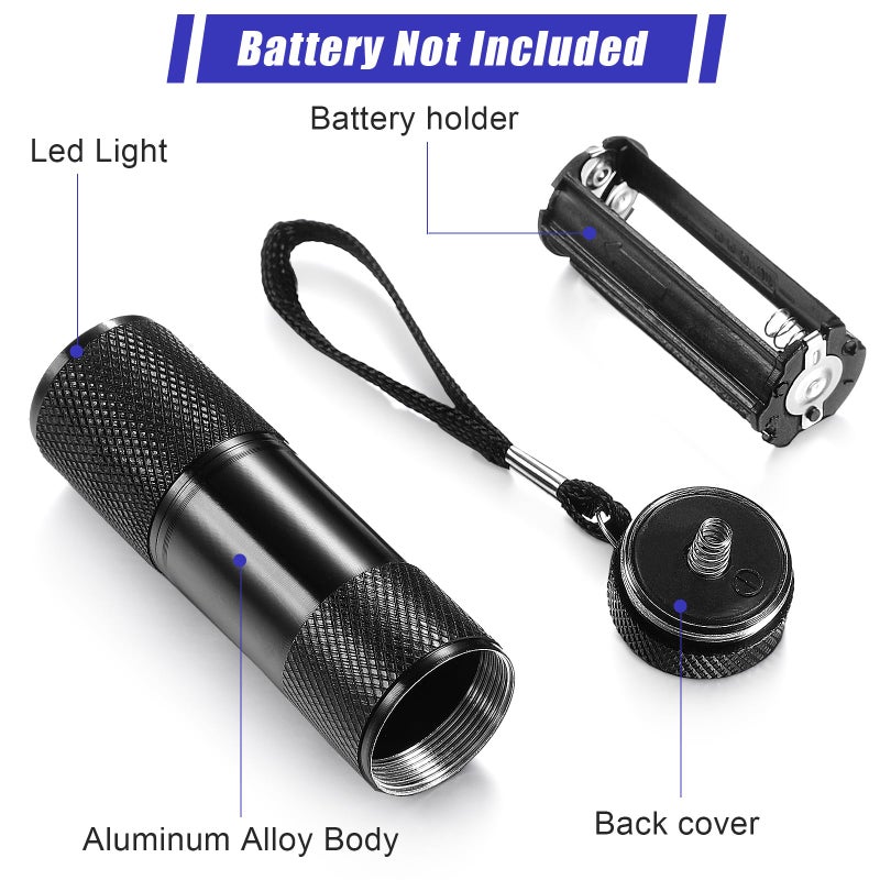Roceei 10 Pieces UV Blacklight Flashlights, LED Light, Handheld, Mini Light Torch Detector, Portable UV Flashlight Torch for Pets Stains Urine (Purple Light) - Image 2