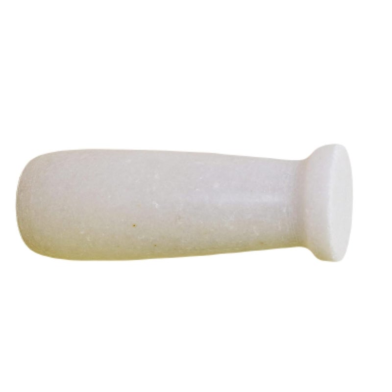 KunhaR Natural White Marble Mortar and Pestle Set Imam Dasta Ohkli Musal Kharal 4 x 25 Inches White Half Polish - Image 5