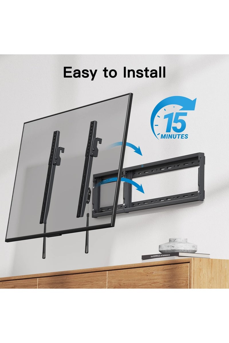 TV Wall Mount Bracket Slim for 40 to 80 Inch Flat and Curved Screens Heavy Duty Low Profile Supports 100 lbs VESA 200x200 to 400x600mm Space Saving Adjustable Easy Installation - Image 3