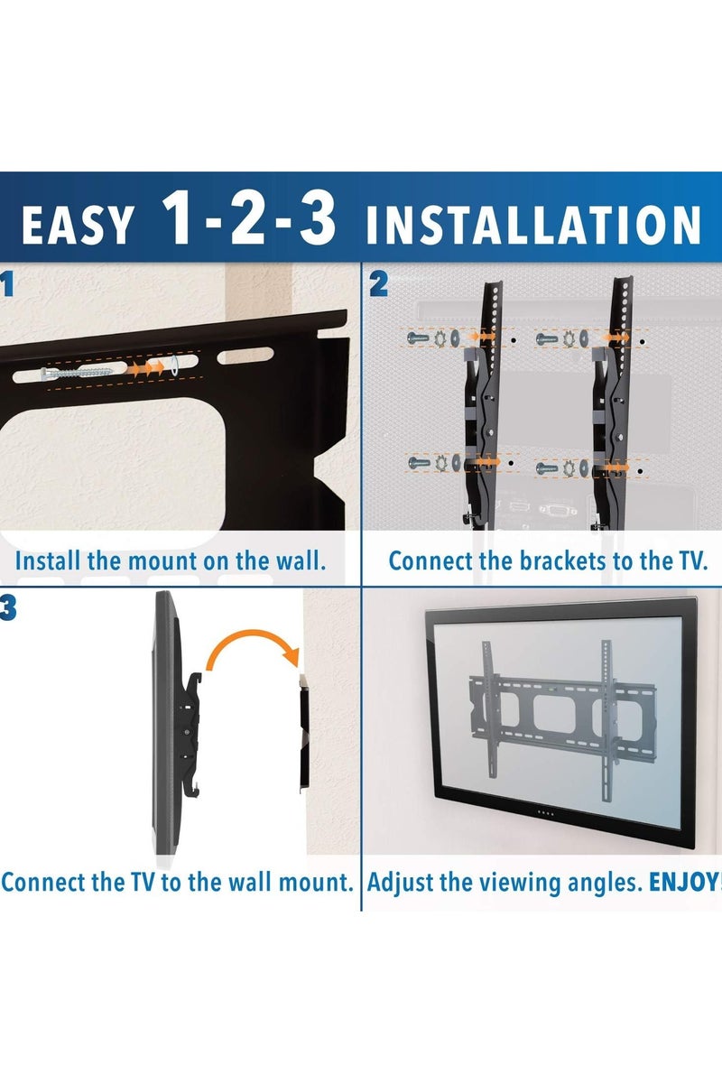 TV Wall Mount Bracket Slim for 40 to 80 Inch Flat and Curved Screens Heavy Duty Low Profile Supports 100 lbs VESA 200x200 to 400x600mm Space Saving Adjustable Easy Installation - Image 4