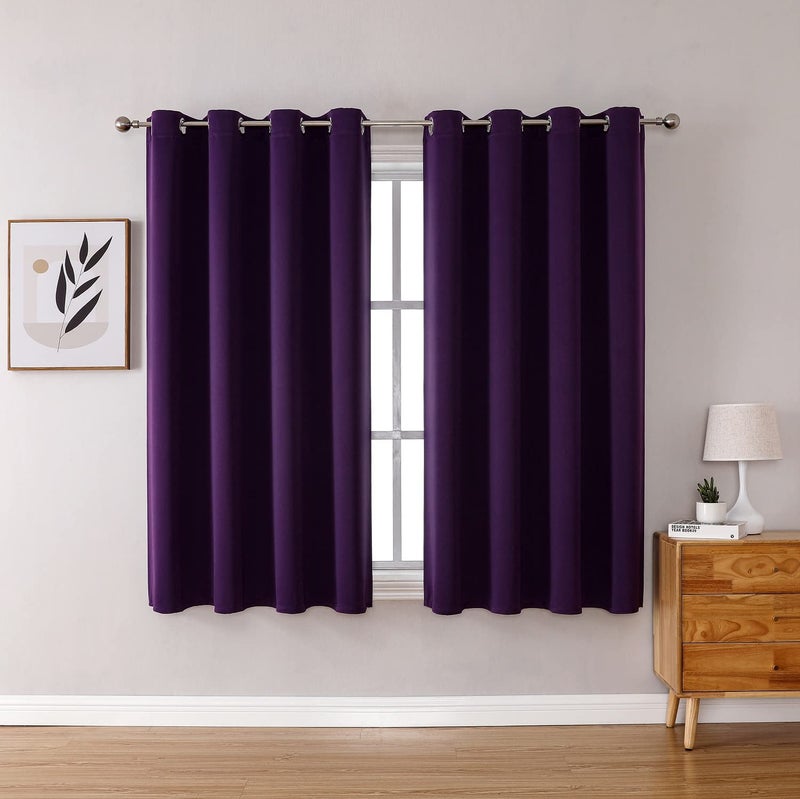 ChrisDowa Grommet Blackout Curtains for Bedroom and Living Room - 2 Panels Set Thermal Insulated Room Darkening Curtains (Royal Purple, 52W x 54L) - Image 1