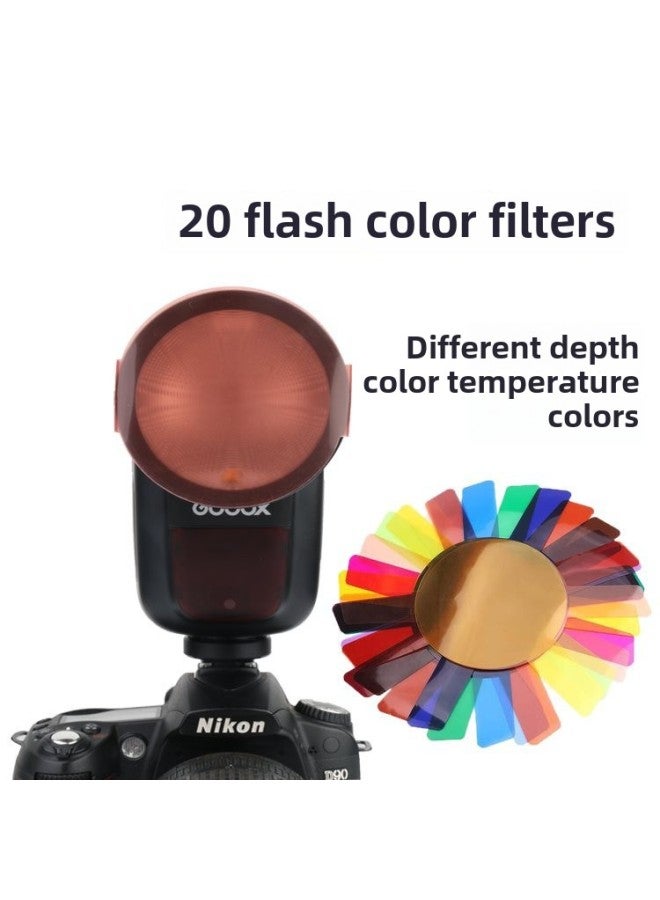Generic Flash Color Filter 20 Color Shenniu V1 Top Lamp Ad200 Round Lamp Holder H200R Lighting Efficiency Accessories Universal-Body Color:Roof Light Round Head Color Sheet (20 Photos)  - Image 2