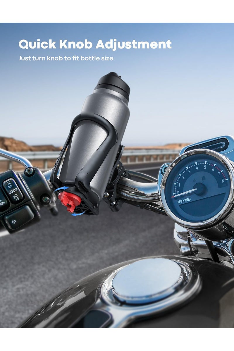 Bike Water Bottle Holder - 【Fit 1.9-2.8 Diameter Bottle】 【For Handlebar  Frame】 Motorcycle Cup Holder with Quick-Adjust Knob, Bicycle Drink Cage with Screw Tool, Fit Standard/Smaller Bottle - Image 2