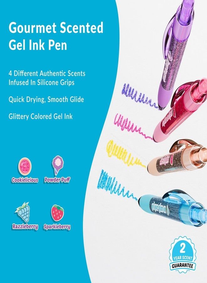 Scentco Glitter Glam Smens - Colored Glitter Gel Ink Pens with Patented Gourmet Scented Grips, Medium Point, 4 Count - Fun, Cute, Cool, Smelly Pens for Kids - Image 2