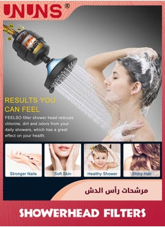 UNUNS Shower Head With Filters,5 Modes Shower Filter Head For Hard Water,15 Stage Water Filter Showerhead For Remove Chlorine And Harmful Substances  - Image 3