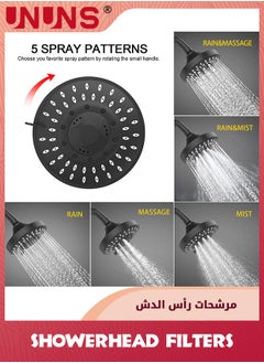 UNUNS Shower Head With Filters,5 Modes Shower Filter Head For Hard Water,15 Stage Water Filter Showerhead For Remove Chlorine And Harmful Substances  - Image 4