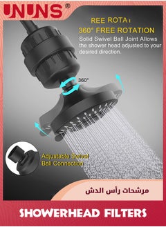 UNUNS Shower Head With Filters,5 Modes Shower Filter Head For Hard Water,15 Stage Water Filter Showerhead For Remove Chlorine And Harmful Substances  - Image 5