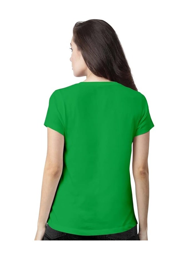 OPLU Store Women's Regular Fit Cotton Graphic Printed T Shirt.  Stylish Tshirt,Green,2XL - Image 3