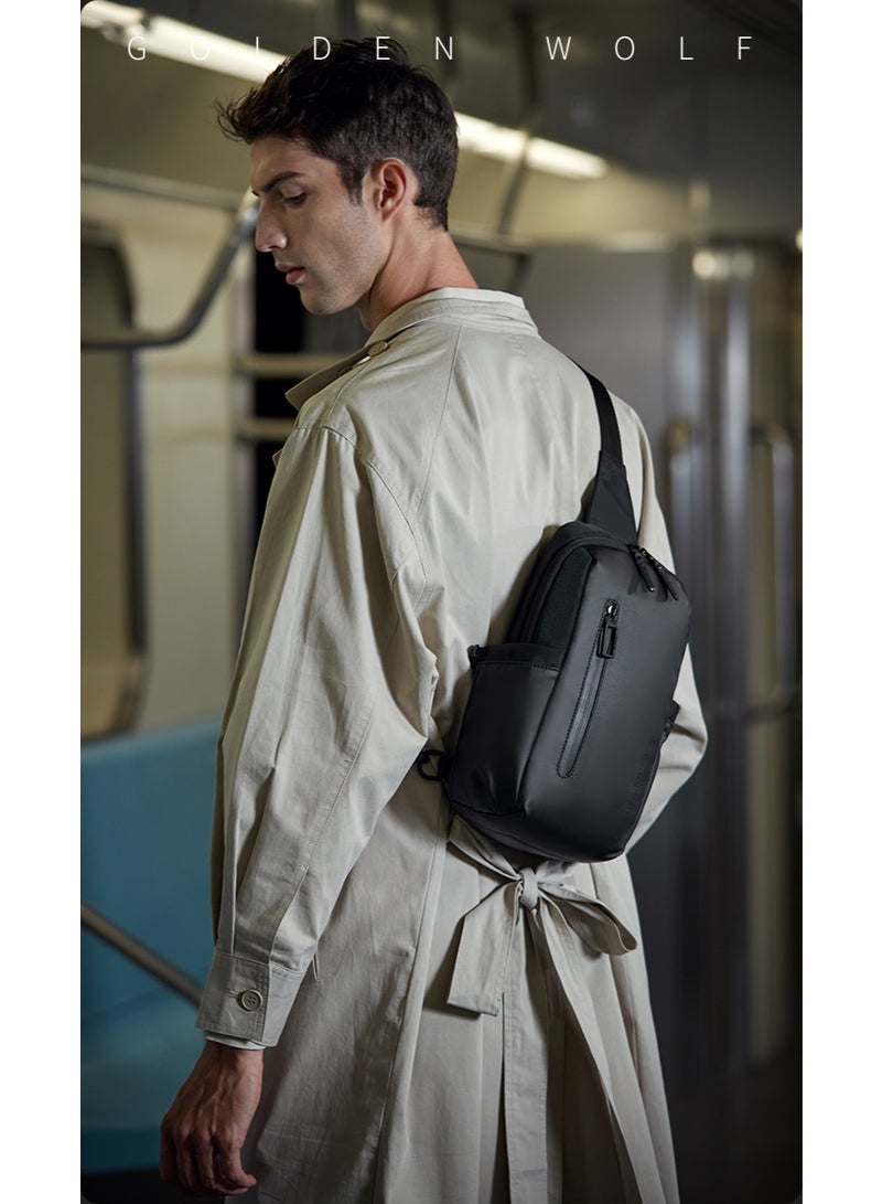 Golden Wolf GXB00898 Casual Single Shoulder Crossbody Bag, Water Resistant, Suitable for Men and Women, Work, Travel, and Trips; Small Backpack with Adjustable Strap and Multiple Pockets for Organizing Tablets and Daily Essentials - Image 2