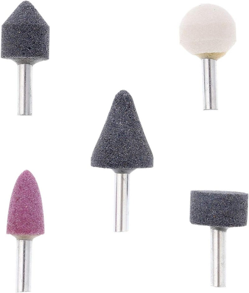 BMB Mounted Stone Set 5 Pieces Grinding Wheel Head Points Abrasive Heads Cutting Polishing Grey/Pink/White K20070 - Image 2