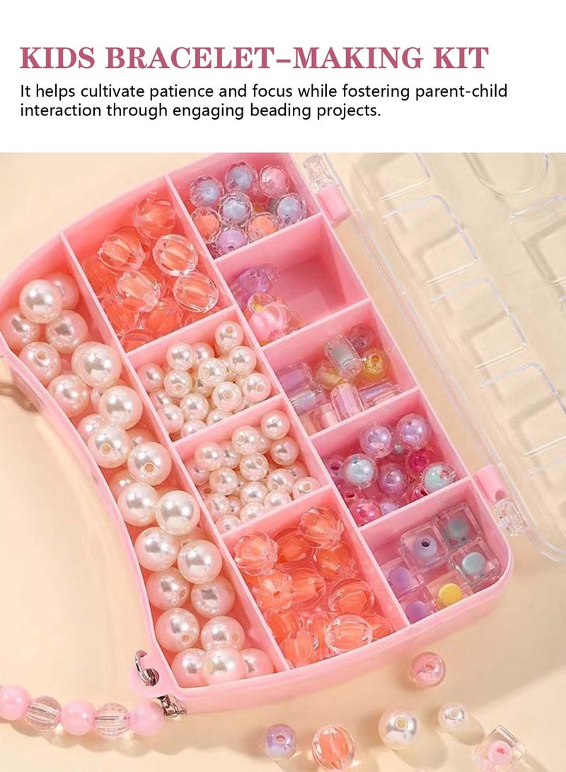 Meishida 220+ Jewelry Making Kit Gifts for Kids,Pink Handbag Bead Box for Bracelet Making Kit for Girls,6-Year-Old Girl Birthday Gift,Jewelry Crafts for Kids Ages 3+  - Image 4