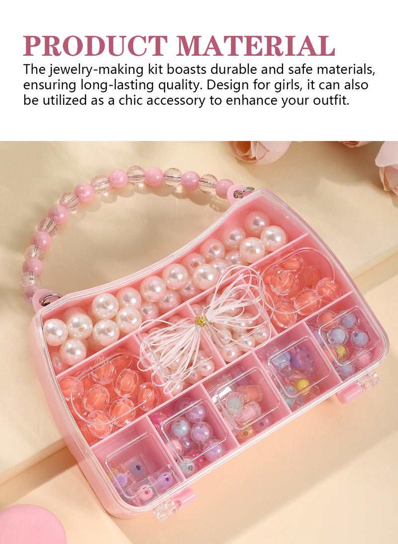 Meishida 220+ Jewelry Making Kit Gifts for Kids,Pink Handbag Bead Box for Bracelet Making Kit for Girls,6-Year-Old Girl Birthday Gift,Jewelry Crafts for Kids Ages 3+  - Image 5