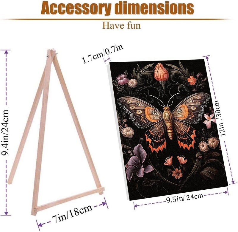 Kaixine 4 Pack Insect Paint by Numbers Kit for Adults Beginner with Frame,Dragonfly Moth Bee Butterfly Paint by Number with Wooden Easel DIY Landscape Adult Paint by Number Kits for Home Decor 9x12inch - Image 3
