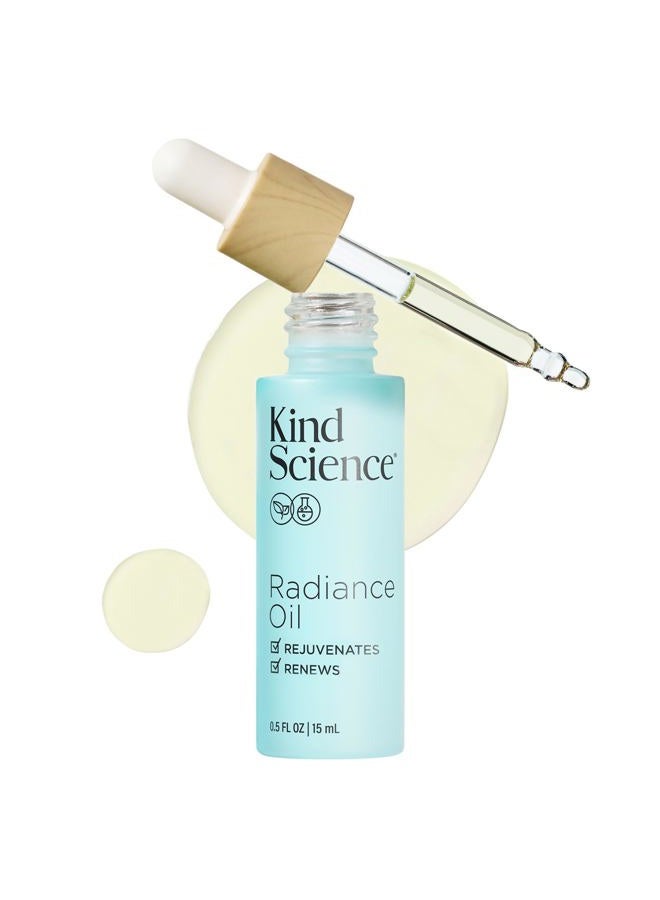 Kind Science Radiance Face Oil - Hydrating with Vitamin E, C & A, Bakuchiol, Jojoba & Moringa Oil - Anti Aging to Give Skin a Fresh, Dewy Look - Vegan, Paraben Free, Cruelty Free, 0.5 fl oz - Image 1