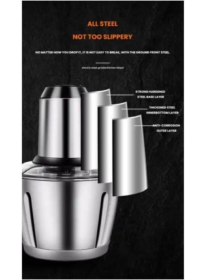 Denx - Durable Electric Stainless Steel Meat Grinder 850W 2 Speeds With 5L Stainless Steel Bowl - Image 1