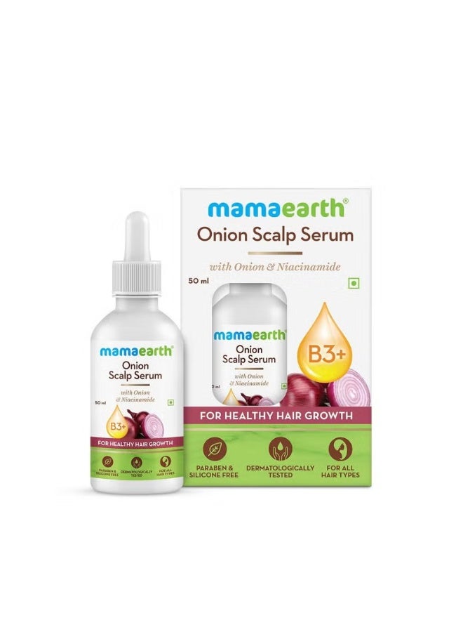 Mamaearth Mama Earth Onion Scalp Serum with Niacinamide: A moisturizing formula to promote hair growth and thickness, and a solution to control hair loss and breakage. 169 fl oz (50 ml)