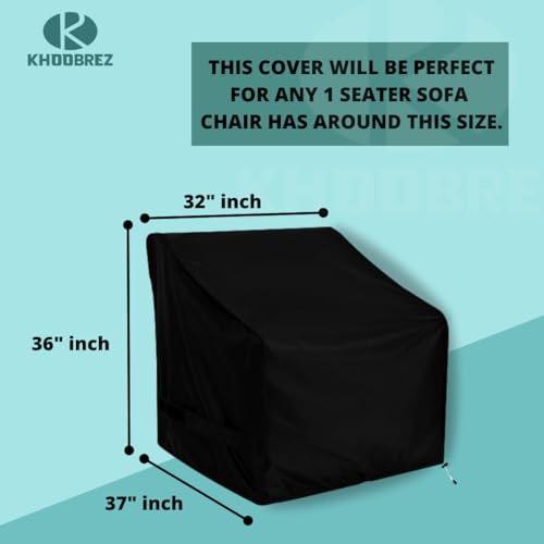 KHOOBREZ Indoor Outdoor Patio Furniture 1 seater recliner sofa Cover one seater Chair Dust Waterproof Garden Furniture Covers 32" x 37" x 36" 1SS3(Black) - Image 2
