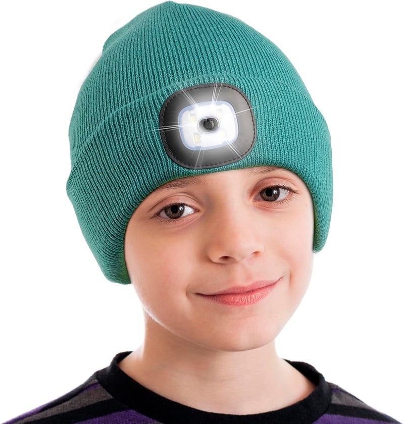 Etsfmoa Store Unisex Beanie with The Light,Gifts for Kids Boys and Girls Children USB Rechargeable Headlamp The Cap - Image 1