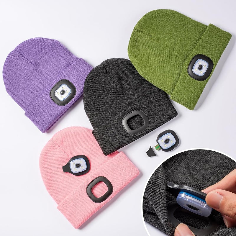 Etsfmoa Store Unisex Beanie with The Light,Gifts for Kids Boys and Girls Children USB Rechargeable Headlamp The Cap - Image 2