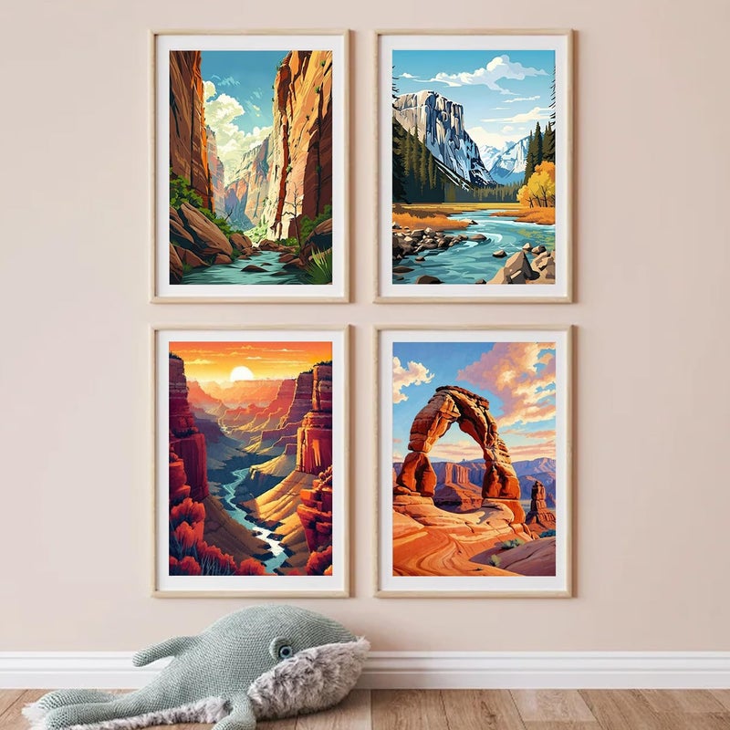ARPADAMO 4 Pack Diamond Art Kits for Adults,5D National Park Diamond Painting DIY Diamond Art Landscape Diamond Painting for Adult,Round Full Drill Diamonds, Diamond Kit for Home Decor-12x16inch - Image 3