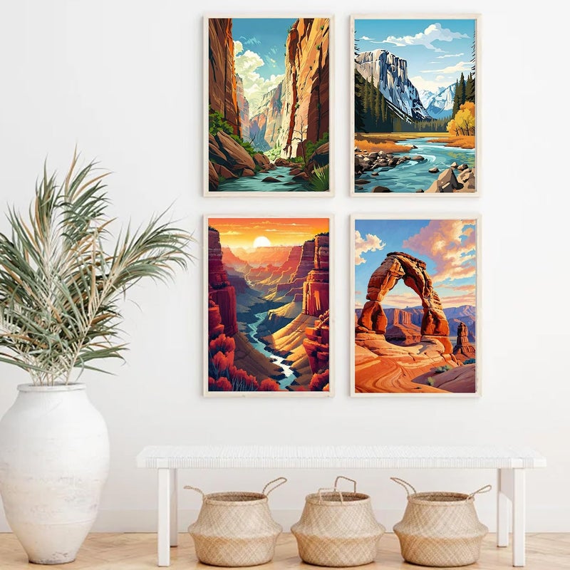 ARPADAMO 4 Pack Diamond Art Kits for Adults,5D National Park Diamond Painting DIY Diamond Art Landscape Diamond Painting for Adult,Round Full Drill Diamonds, Diamond Kit for Home Decor-12x16inch - Image 2