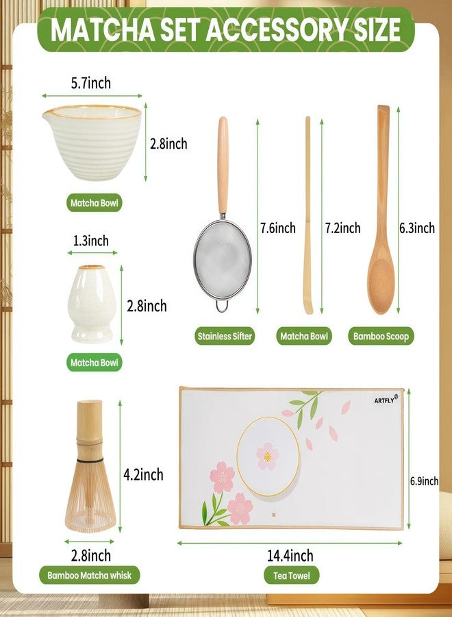ARTFLY Matcha Whisk Set 7 Pcs, Japanese Matcha Kit with Ceramic Bowl, Bamboo Chasen Whisk, Scoop, Sifter & Holder | Complete Starter Set for Beginners | Mother‘s Day, Father’s Day, Housewarming Gift - Image 3