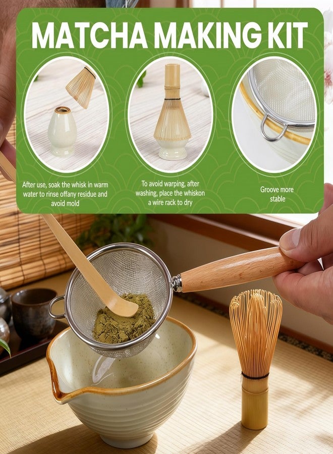 ARTFLY Matcha Whisk Set 7 Pcs, Japanese Matcha Kit with Ceramic Bowl, Bamboo Chasen Whisk, Scoop, Sifter & Holder | Complete Starter Set for Beginners | Mother‘s Day, Father’s Day, Housewarming Gift - Image 5