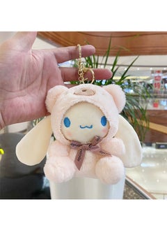 Sanrio Lovely Plush Toys Doll Keychain Short plush bear costume Cinnamoroll 15cm Plush Doll for Backpack,car,stationery box pendant