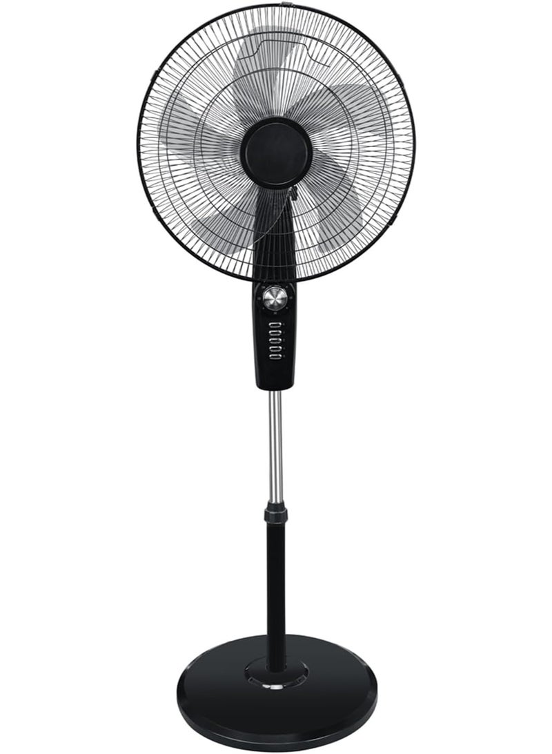 جورونب مروحة عمودية، ١٨ بوصة، اتجاهات تذبذب ثلاثية الأبعاد، ٤ سرعات وارتفاع قابل للتعديل، ٥ شفرات موفرة للطاقة مع مؤقت لمدة ساعتين، مناسبة لغرفة النوم والمنزل والمكتب (لون أسود) - Image 1