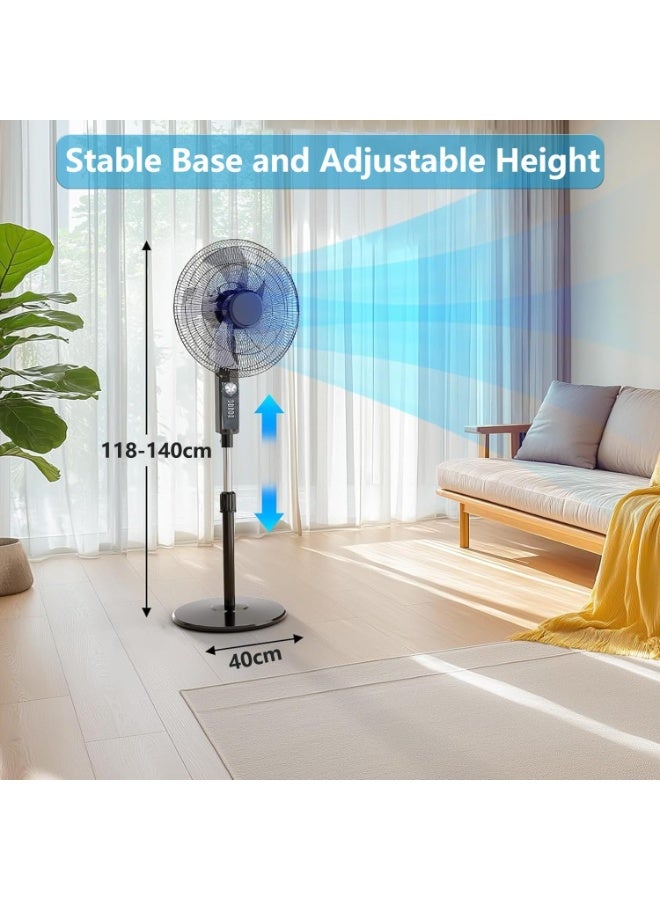 جورونب مروحة عمودية، ١٨ بوصة، اتجاهات تذبذب ثلاثية الأبعاد، ٤ سرعات وارتفاع قابل للتعديل، ٥ شفرات موفرة للطاقة مع مؤقت لمدة ساعتين، مناسبة لغرفة النوم والمنزل والمكتب (لون أسود) - Image 5