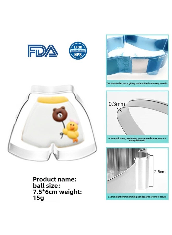 Rugby Cookie Mold Stainless Steel Baseball Football Basketball Shoes Flip Cake Mold Baking Tools Cookies-Specifications:Sports Shorts-Color:Silver Gray - Image 1