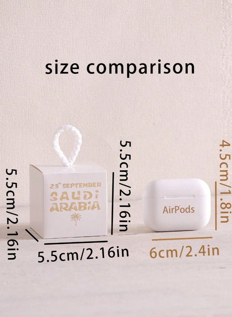 Generic Saudi National Day Decorations 5 small green boxes with a twisted fabric ribbon printed with the date of the National Day for giving gifts and distributions during National Day celebrations - Image 5