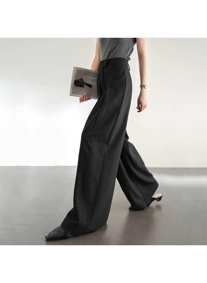 Sentubila Loose Slimming Wide Leg Pants Women's Spring And Autumn Long Pants High-end Versatile Floor-length Casual Pants Black XL - Image 2