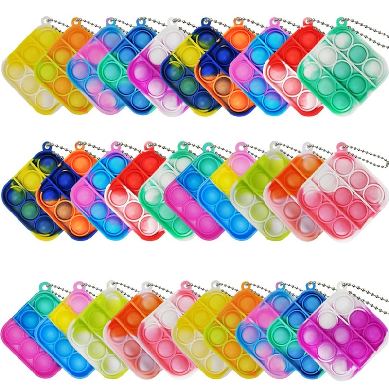 Clanam 30 Pcs Mini Pop Bubble Fidget Toys for Party Favors Small Silicone Pop Keychain Bulk for Goodie Bag Classroom Prizes Stuffers Christmas Valentine Gifts for Kid Students - Image 2