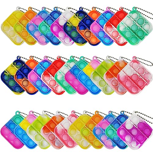 Clanam 30 Pcs Mini Pop Bubble Fidget Toys for Party Favors Small Silicone Pop Keychain Bulk for Goodie Bag Classroom Prizes Stuffers Christmas Valentine Gifts for Kid Students - Image 1