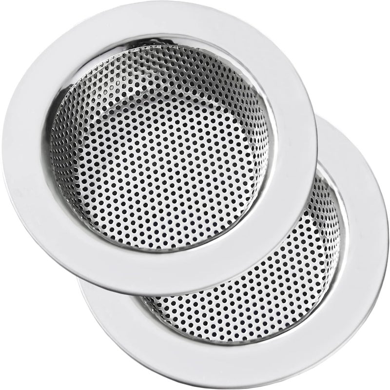 Kitchen Sink Strainer Stainless Steel LASSHSWA Kitchen Sink Drain Strainer Sink Strainers for Kitchen Sinks with Large Wide Rim 45 Diameter 2 Pack