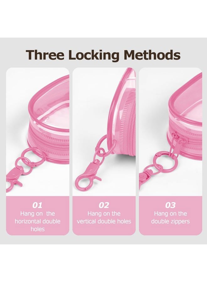 Linsaner 1|2|4 Pack Storage Bag for Organizing Data Cables, Earphone, Chargers, Keys, Change, Blind Box Doll Transparent Display Bag, Tech Pouch, Portable Multi-Function Storage (Pink, 1Pack) - Image 3