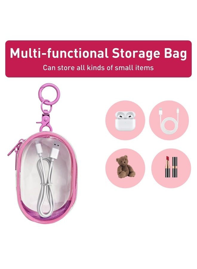 Linsaner 1|2|4 Pack Storage Bag for Organizing Data Cables, Earphone, Chargers, Keys, Change, Blind Box Doll Transparent Display Bag, Tech Pouch, Portable Multi-Function Storage (Pink, 1Pack) - Image 4