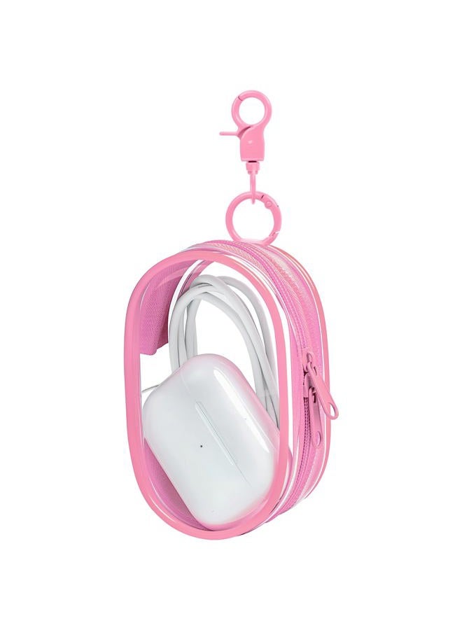 Linsaner 1|2|4 Pack Storage Bag for Organizing Data Cables, Earphone, Chargers, Keys, Change, Blind Box Doll Transparent Display Bag, Tech Pouch, Portable Multi-Function Storage (Pink, 1Pack) - Image 1