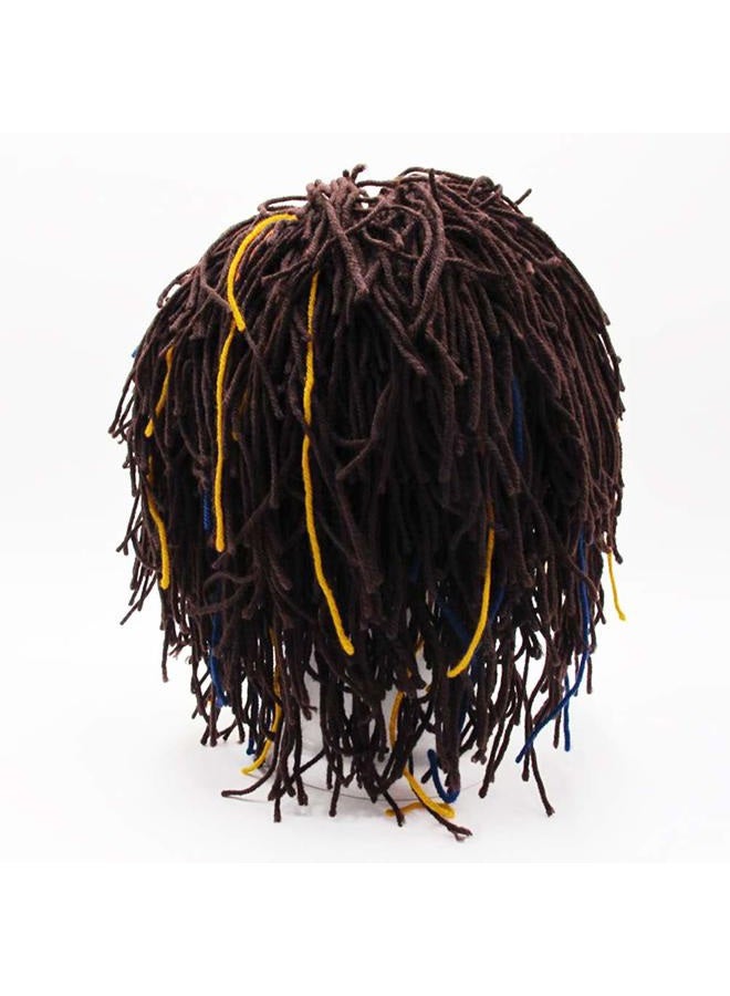 Kirmoo Funny Wig Beard Hats Handmade Knitted Beanie Rasta Hat with Dreadlocks Christmas Halloween Caps, Brown Beanie, One size - Image 5