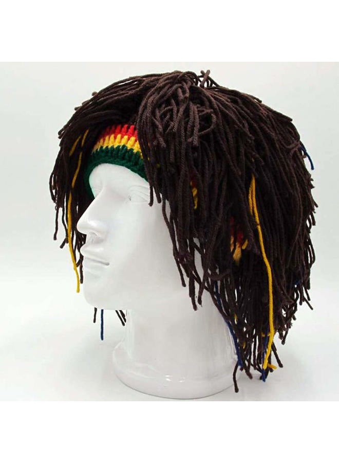 Kirmoo Funny Wig Beard Hats Handmade Knitted Beanie Rasta Hat with Dreadlocks Christmas Halloween Caps, Brown Beanie, One size - Image 2