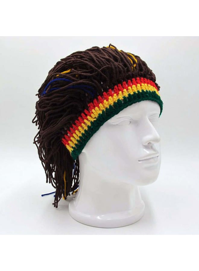 Kirmoo Funny Wig Beard Hats Handmade Knitted Beanie Rasta Hat with Dreadlocks Christmas Halloween Caps, Brown Beanie, One size - Image 4