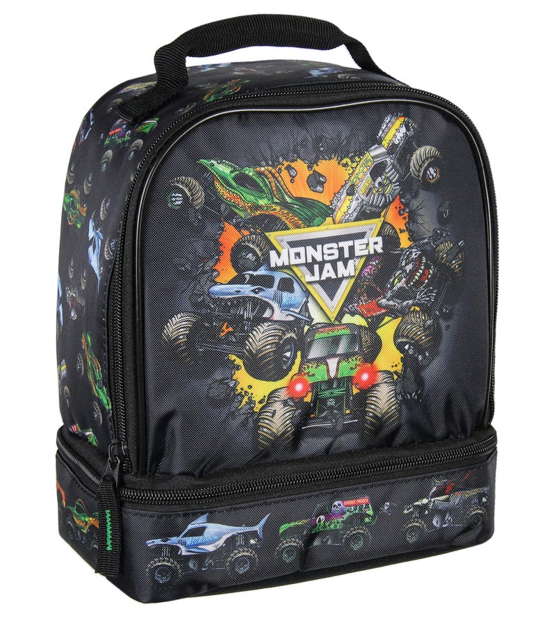 INTIMO Monster Jam Grave Digger Megalodon Pirate's Curse Dual Compartment Lunch Box Bag - Image 1